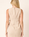 Mittoshop Tweed Sleeveless Mini Dress- Sand