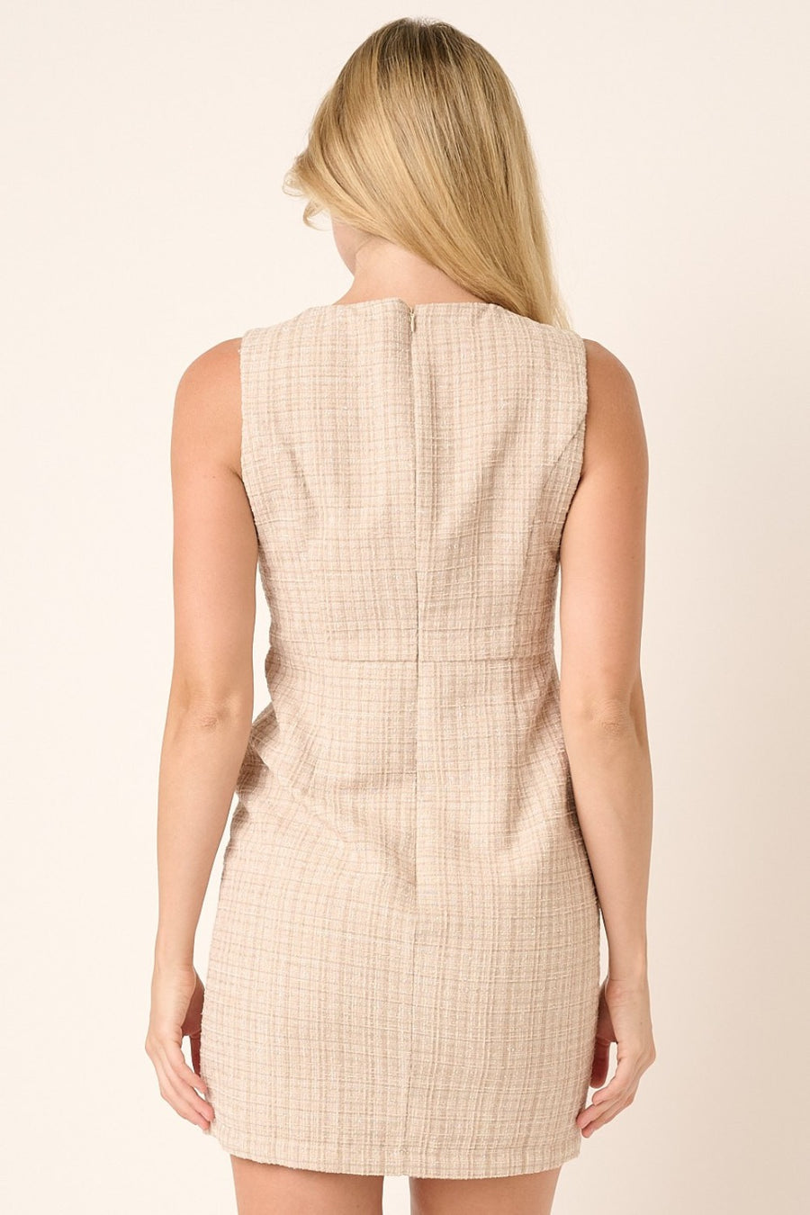 Mittoshop Tweed Sleeveless Mini Dress- Sand