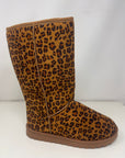 WILD DIVA Leopard Suede Round Toe Boots