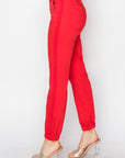 RISEN Full Size High Waisted Joggers in Scarlet