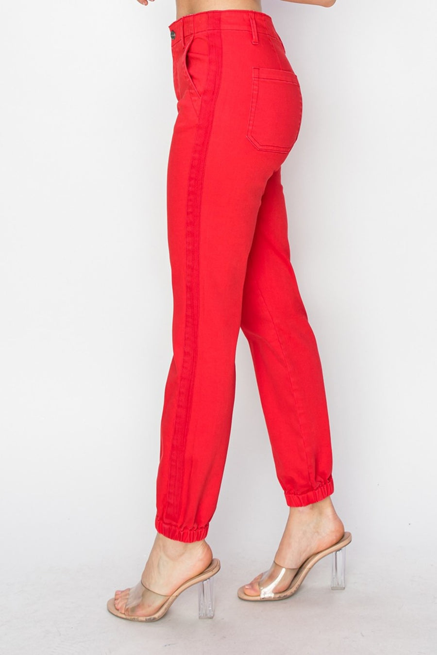 RISEN Full Size High Waisted Joggers in Scarlet