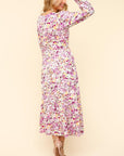 Haptics Full Size Floral V-Neck Long Sleeve Dress with Side Pockets-Lilac