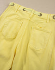 Yellow Solid Color Grommet Detail Knot Waist Barrel Jeans