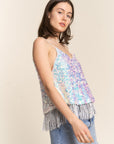 J.NNA Sequin Tassel Hem Flowy Cami