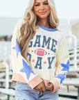 GAME DAY Star Patch Round Neck Long Sleeve Sweatshirt