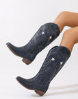 Star Point Toe Block Heel Boots