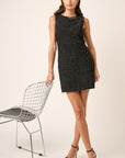 Mittoshop Tweed Sleeveless Mini Dress- Black