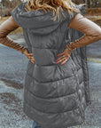 Longline Hooded Sleeveless Puffer Vest