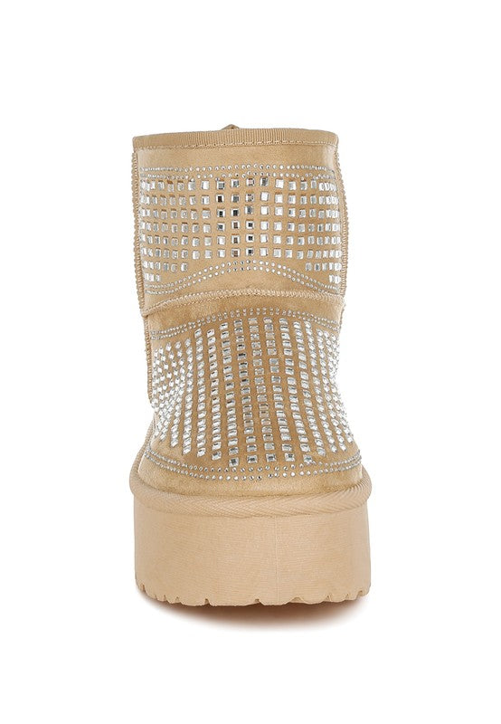 Xoras Chunky Rhinestones Ankle Boots