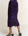 J.NNA Sequin Back Slit Midi Skirt