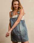 BiBi Washed Adjustable Strap Denim Overall Dress-Denim