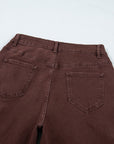 Coffee Side Seam Rivet Detail Ankle Length Casual Jeans