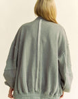 Davi & Dani Exposed Seam Zip Up Dropped Shoulder Jacket-grey