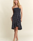 ADORA Smocked Floral Tube Dress with Pockets- Navy floral