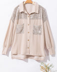 Sequin Button Up Dropped Shoulder Jacket