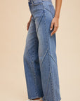 Annie Wear Decorative Seams Wide Leg Jeans-Medium wash