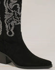 Beast Fashion Rhinestone Detail Point Toe Boots-Black