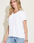 Basic Bae Full Size V-Neck High-Low T-Shirt