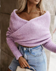 Wrap me in Beauty Long Sleeve Cropped Reversible Sweater