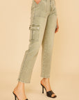 Annie Wear Straight Leg Jeans with Cargo Pockets- Sage