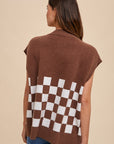 Annie Wear Checkered Button Down Short Sleeve Cardigan