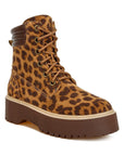 Ujola High Ankle Leopard Print Suede Boots