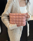 Quilted Plaid Clutch with Zipper