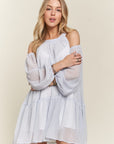 ADORA Cold Shoulder Balloon Sleeve Mini Dress