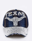 TEXAS Crystal Embellished Fashion Denim Cap