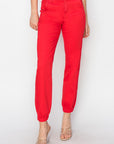 RISEN Full Size High Waisted Joggers in Scarlet