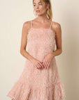 Mittoshop Feather Ruffle Hem Mini Cami Dress- Blush