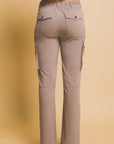 Love Tree High Rise Cargo Pants with Pockets-Taupe