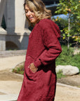 Double Take Full Size Hooded Teddy Bear Jacket with Thumbholes