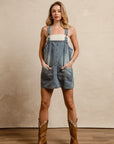 BiBi Washed Adjustable Strap Denim Overall Dress-Denim