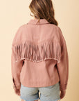 Mittoshop Fringe Detail Cotton Twill Jacket in Dusty Blush