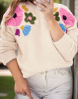 What in Carnation!! Plus Size Crochet Flower Sweater