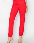 RISEN Full Size High Waisted Joggers in Scarlet