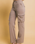 Love Tree High Rise Cargo Pants with Pockets-Taupe