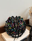 Sequin Drawstring Bucket Bag