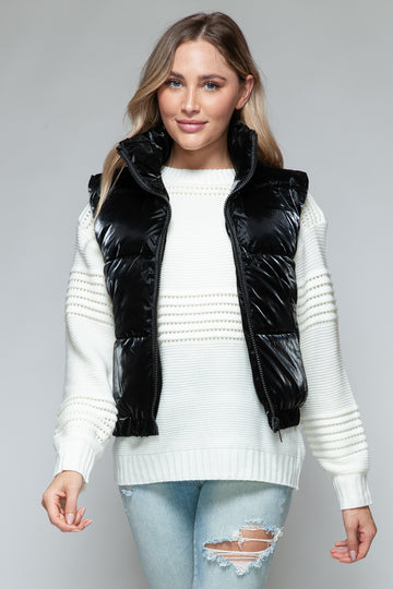 Snobbish Fine Fur Lining Quilted Vest- Black