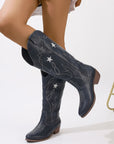 Star Point Toe Block Heel Boots