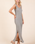 Mittoshop Striped Scoop Neck Sleeveless Maxi Dress- Ivory striped