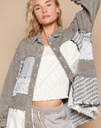 POL Raw Hem Patchwork Dropped Shoulder Jacket