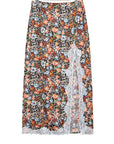 Brown Cheetah Print Trim Split Long Western Skirt