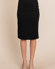 BOMBOM Elastic Waist Pencil Skirt- Black