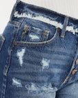 Kancan Distressed Button Fly Denim Shorts