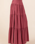 Mittoshop Tier Detail Smocked Elastic Waist Wide Leg Pants- Sienna Rust