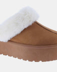 Weeboo Thick Bottom Fur Trim Snow Slippers-Tan