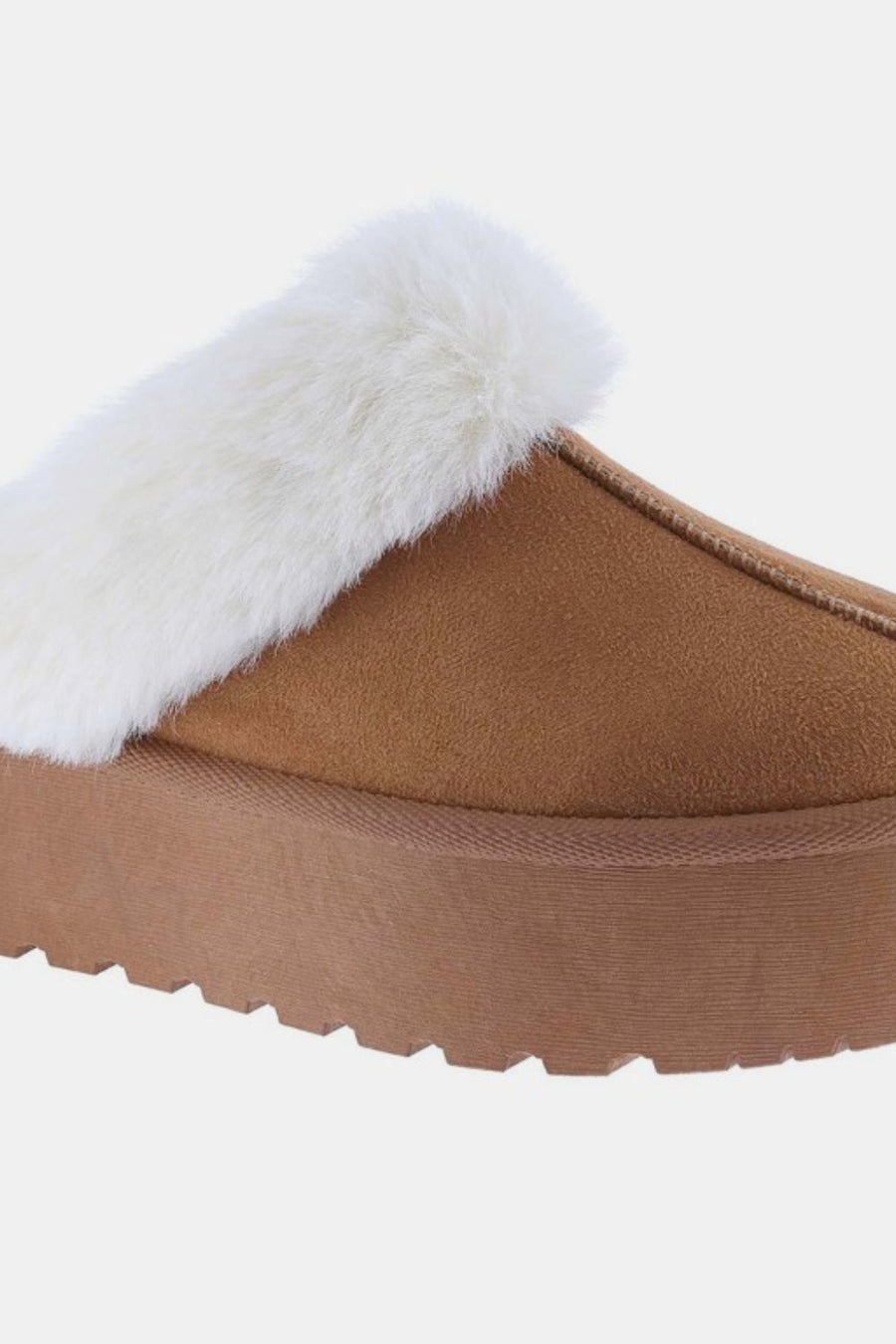 Weeboo Thick Bottom Fur Trim Snow Slippers-Tan