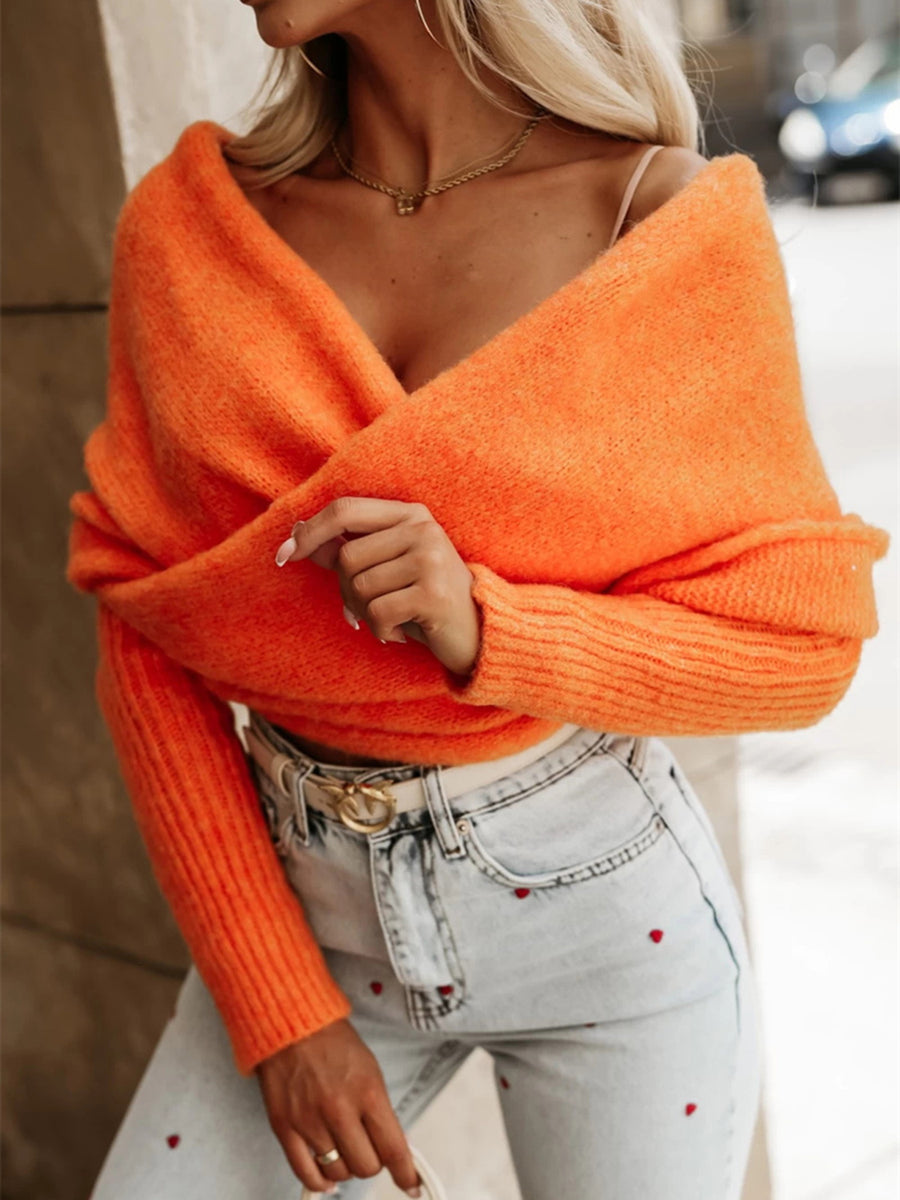 Wrap me in Beauty Long Sleeve Cropped Reversible Sweater